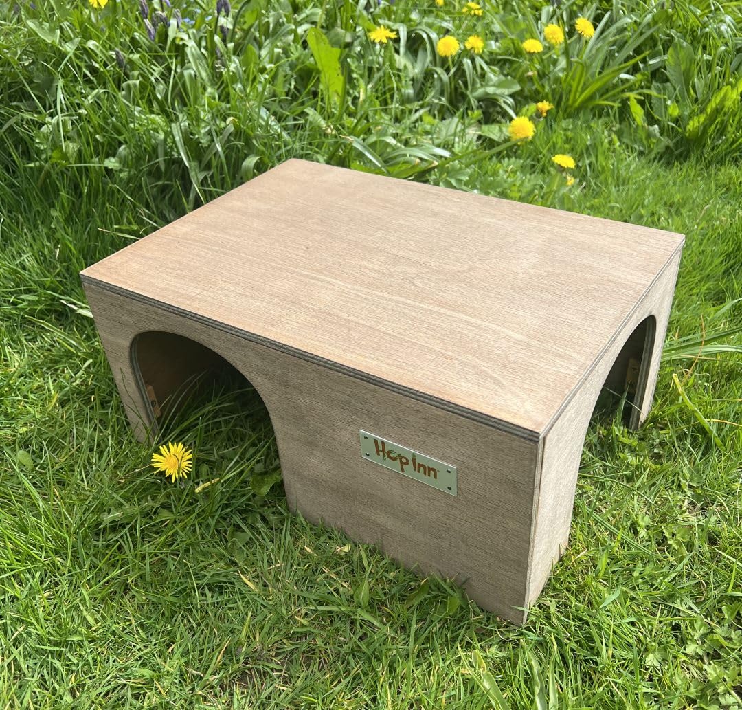 Hop Inn Guinea Pig House Extra Large Two Exits Indoor Outdoor (Weathered Wood)