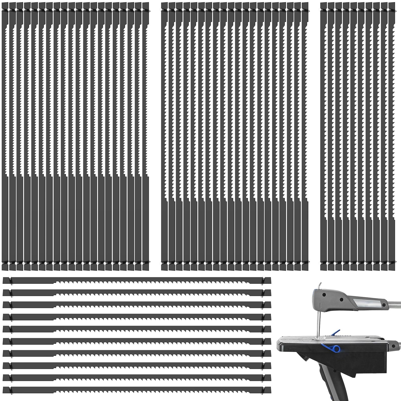 60Pcs Scroll Saw Blades Set, 15/18/ 24 Teeth Pinned Scroll Saw Blade, 4inch High Carbon Steel Coping Saws Blade for Sawing Wood/Plastic/Foam/Soft Metals