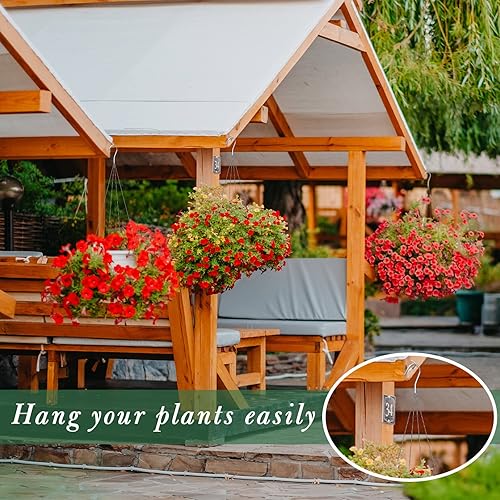 Miniatura 7 de Paquete de 10 perchas de alambre fuerte de 24 pulgadas para cestas colgantes, 4 cestas colgantes de orquídeas, gancho de alambre de metal para