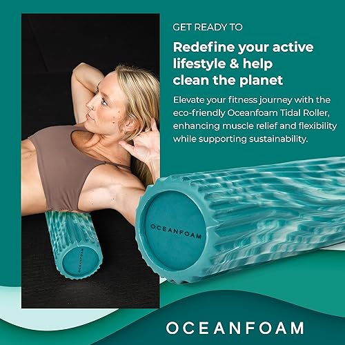 Miniatura 3 de Oceanfoam Tidal Roller - Jade y espuma de mar marmoleado - Rodillo de espuma de masaje muscular para dolor de espalda y estiramientos - Textura de