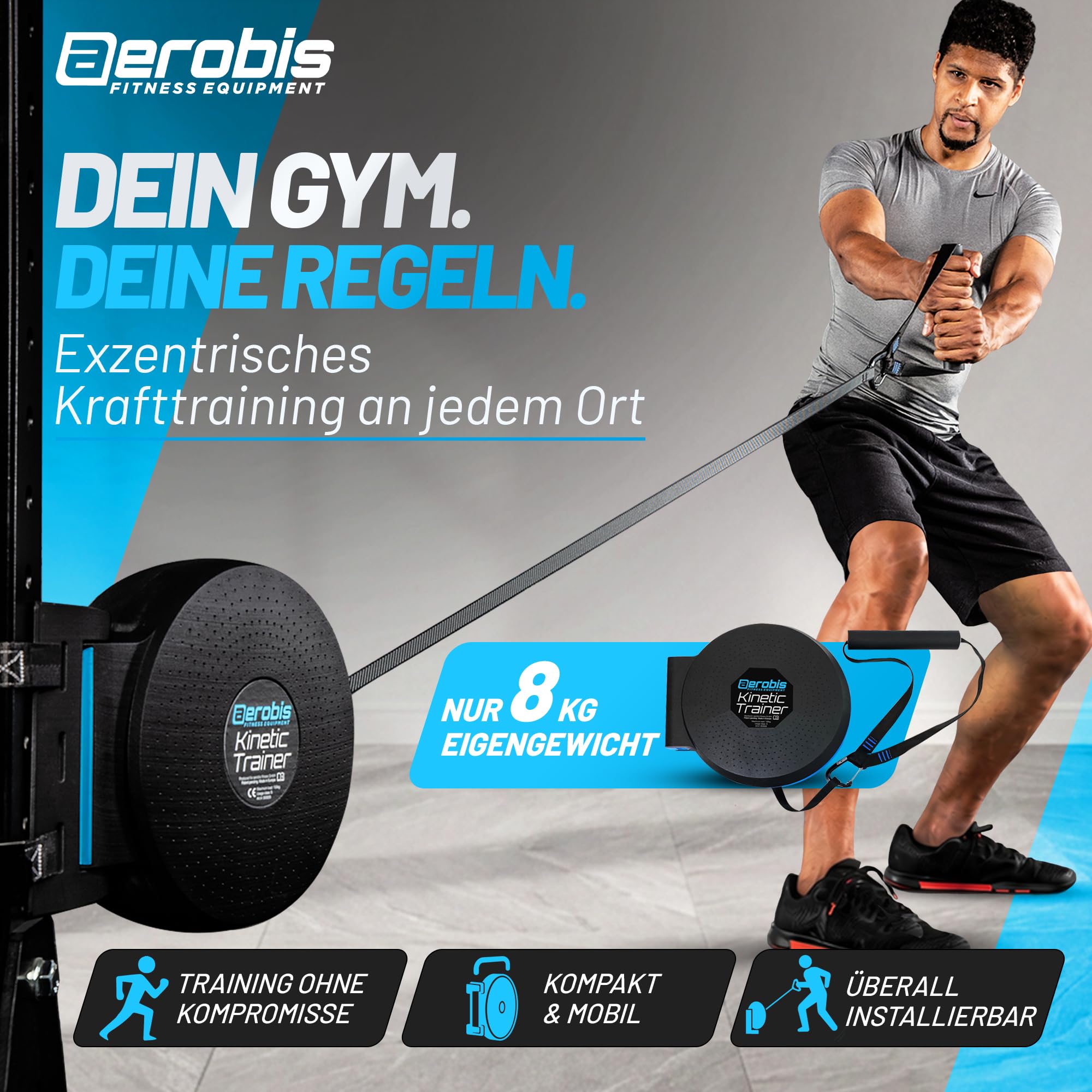 aerobis® Kinetic Trainer | Kinetic-Fitness-Set zum effektiven Kraft- & Muskelaufbau | Schwungrad-Trainings-Set für alle Muskeln | Exzentrisches Fitnesstraining