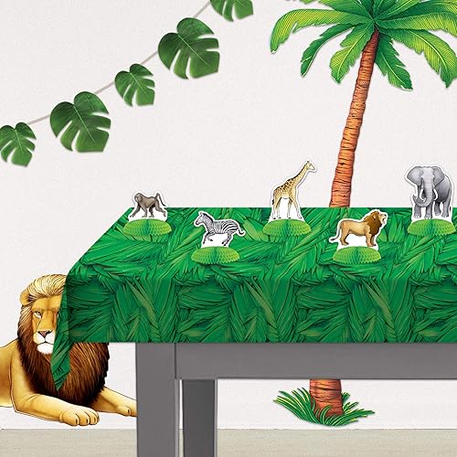 Miniatura 7 de Beistle Decoración de pared de fiesta Luau con corte de palmera articulada duradera 6 pies marrónverde