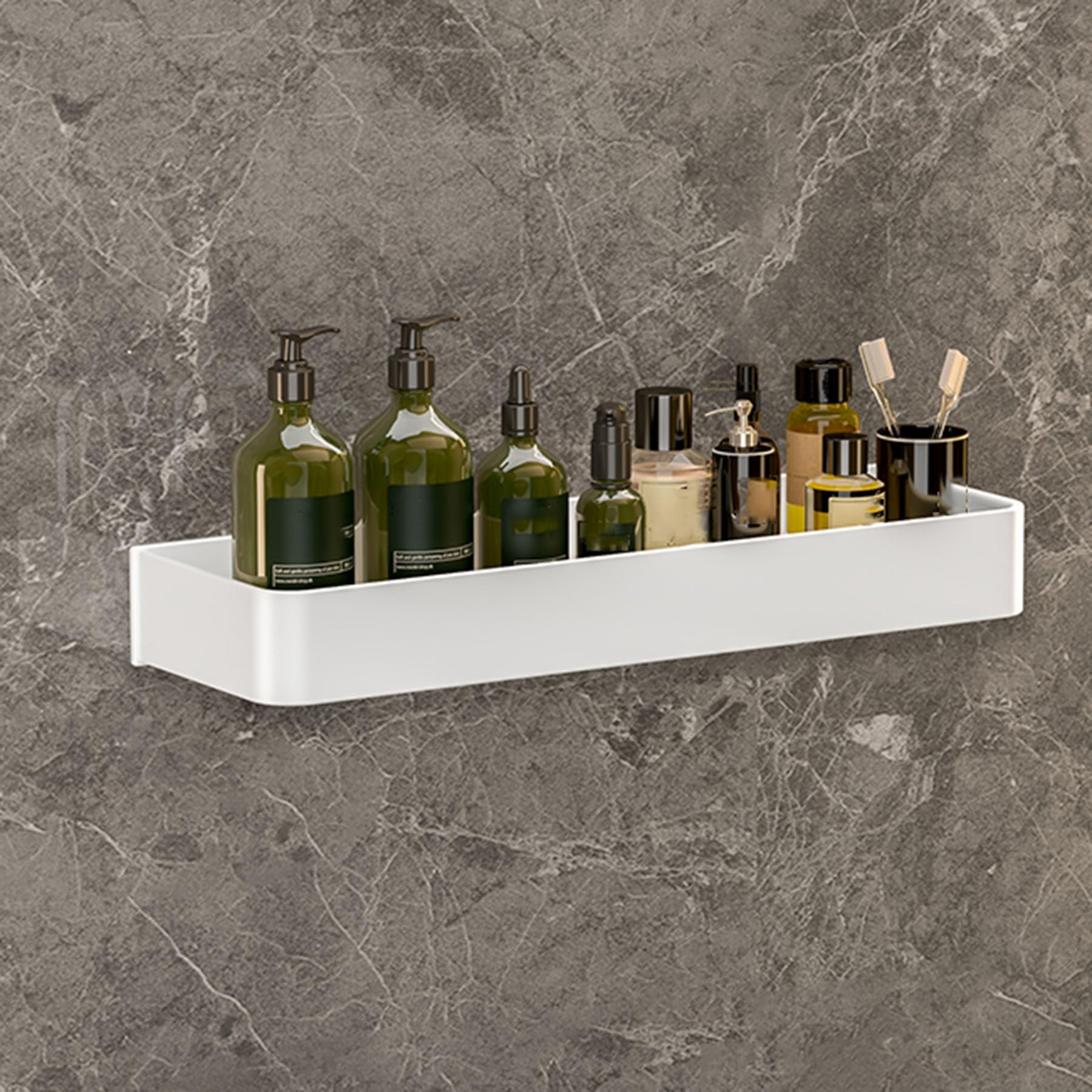 SRURLLUG Adhesive Shower Caddy Rustproof No Drilling Wall Mounted Shower Shelves for Bathroom Large Capacity Shower Organizer and