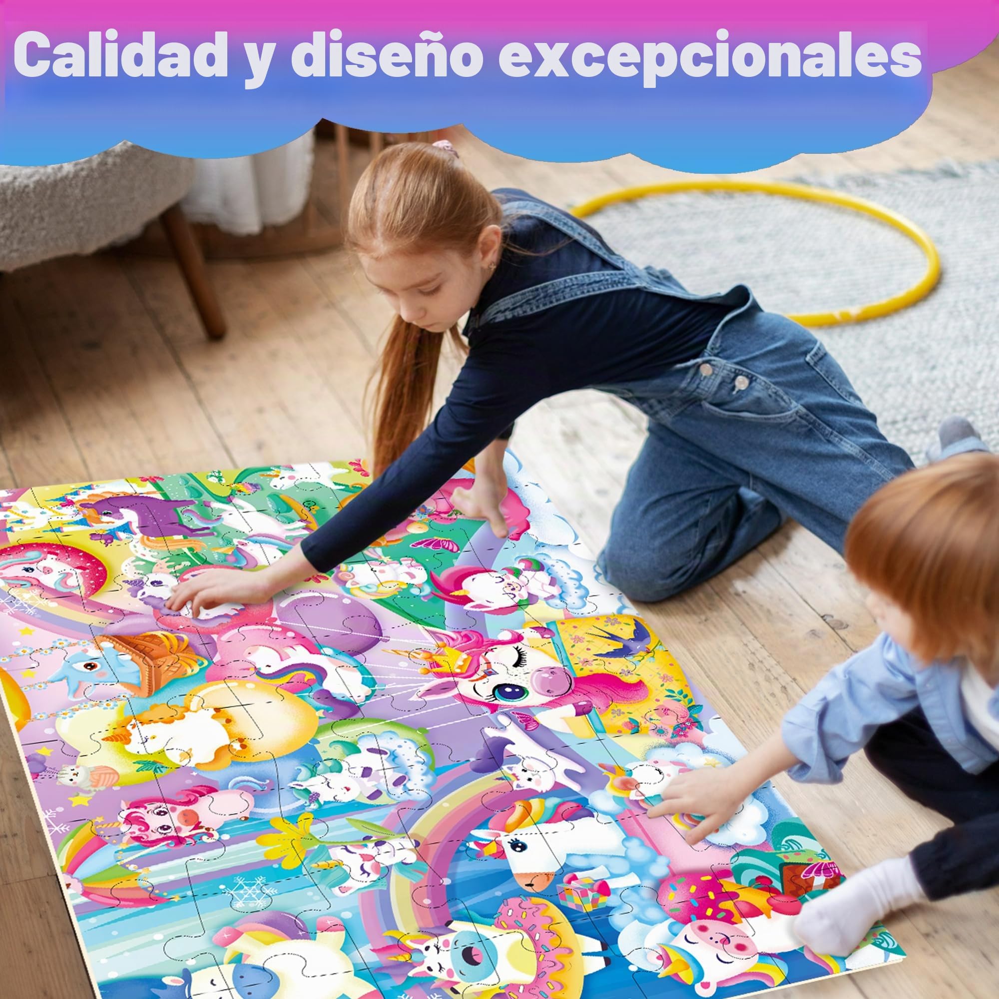 QUOKKA Rompecabezas Gigante De Suelo para Niños De 4 A 6 Años - 60 x 90 cm - Extra Grueso - 48 Piezas -Rompecabezas Infantil De Unicornio para Niños De 3 A 5 Años
