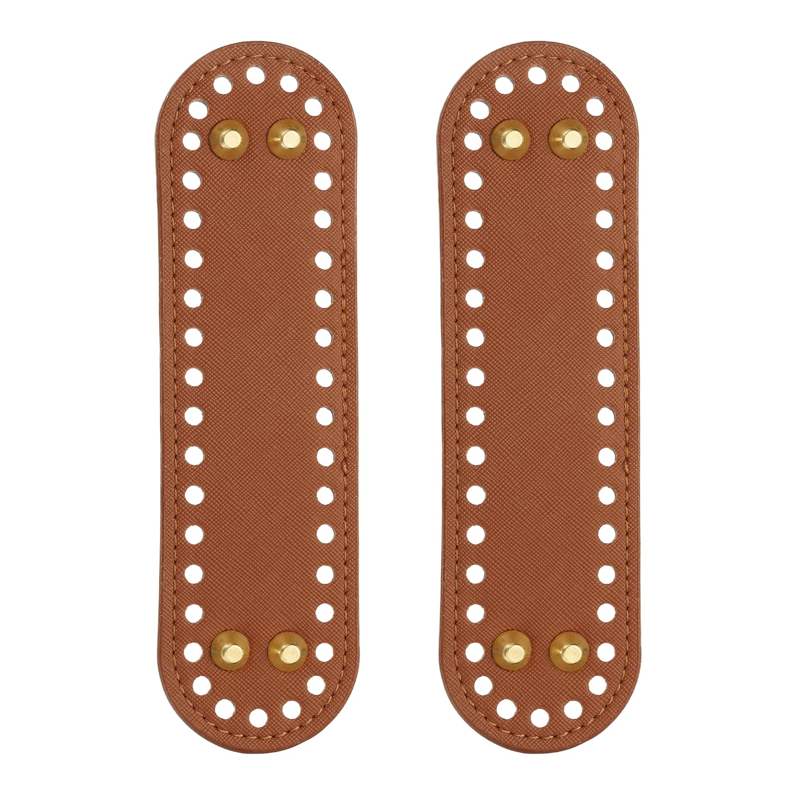PATIKIL 7.1 x 2inch Leather Bag Bottom, 2 Pcs PU Leather Bag Bases Purse Making Knitting Oval Crochet Bottom Shaper Pad with Holes Durable for Crochet DIY Handbag Tote, Light Brown
