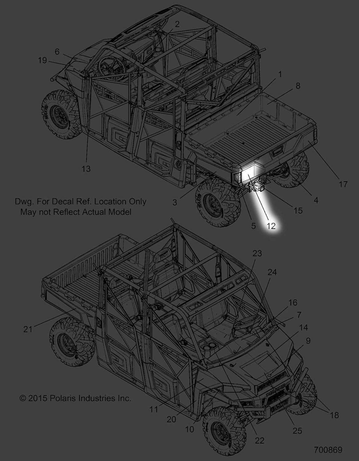 Polaris Ranger Tailgate Decal, Left, Blue, Genuine OEM Part