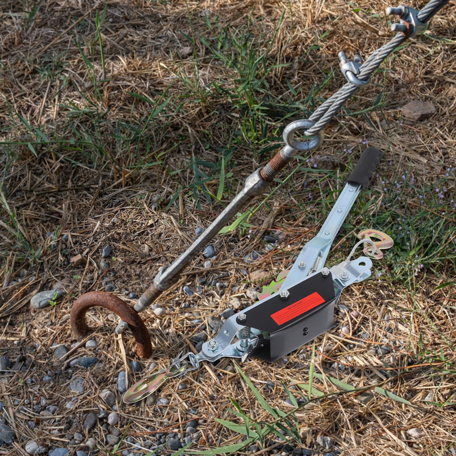 Kabelspanner Ratschenzug Stahlseilspanner 1t mit Doppelhaken Handzuggerät für Elektriker und Bootszubehör