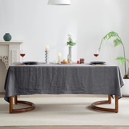 Miniatura 9 de EVERLY Manteles rectangulares de lino 100 % puro de 108 pulgadas de largo x 60 pulgadas de ancho para comedor, fiestas de bufé, picnic, eventos,