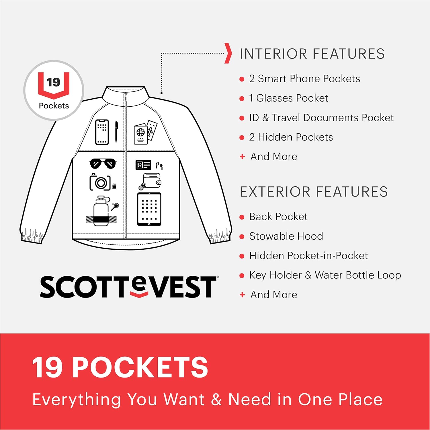 SCOTTeVEST Pack Windbreaker Jacket for Women - 19 Hidden Pockets - Lightweight Water Repellent Coat for Travel & More - Image 5