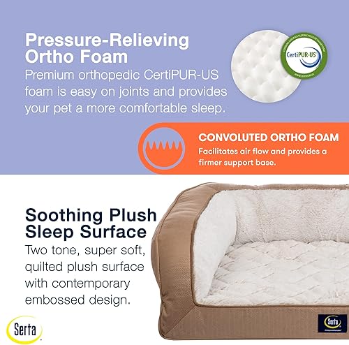 Miniatura 4 de Serta Cama Ortopédica Acolchada para Perros para Mascotas  Arena del Desierto (Grande)