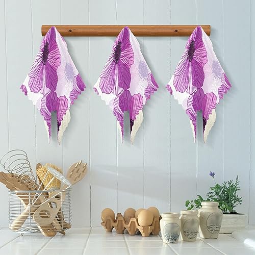 Miniatura 5 de FRODOTGV Juego de 6 trapos románticos con estampado floral retro de algodón para lavar platos, secado rápido, juego de 6 trapos para mesa de encimera