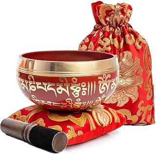 Sponsored Ad - Tibetan Singing Bowl Set - Easy To Play for Beginners - Authentic Handcrafted Mindfulness Meditation Holist...