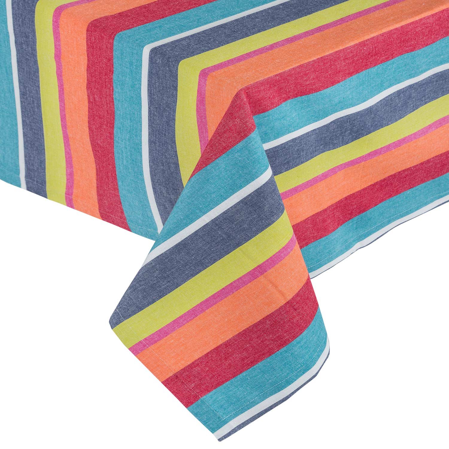 Homescapes Unisex Multicolor Striped Cotton Tablecloth, 137Cm X 228Cm