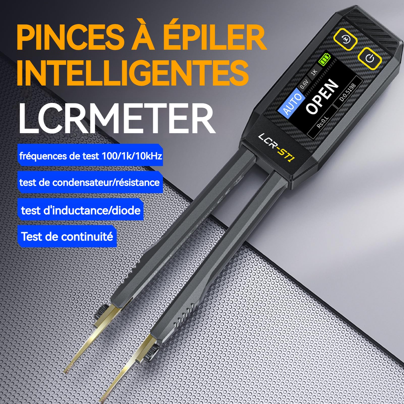 lcr Testeur de compteur Smart Bridge Tweezer Kit Numérique pour Mesure de Résistance, Inductance et Capacité (LCR-ST1 Tweezer Bridge)
