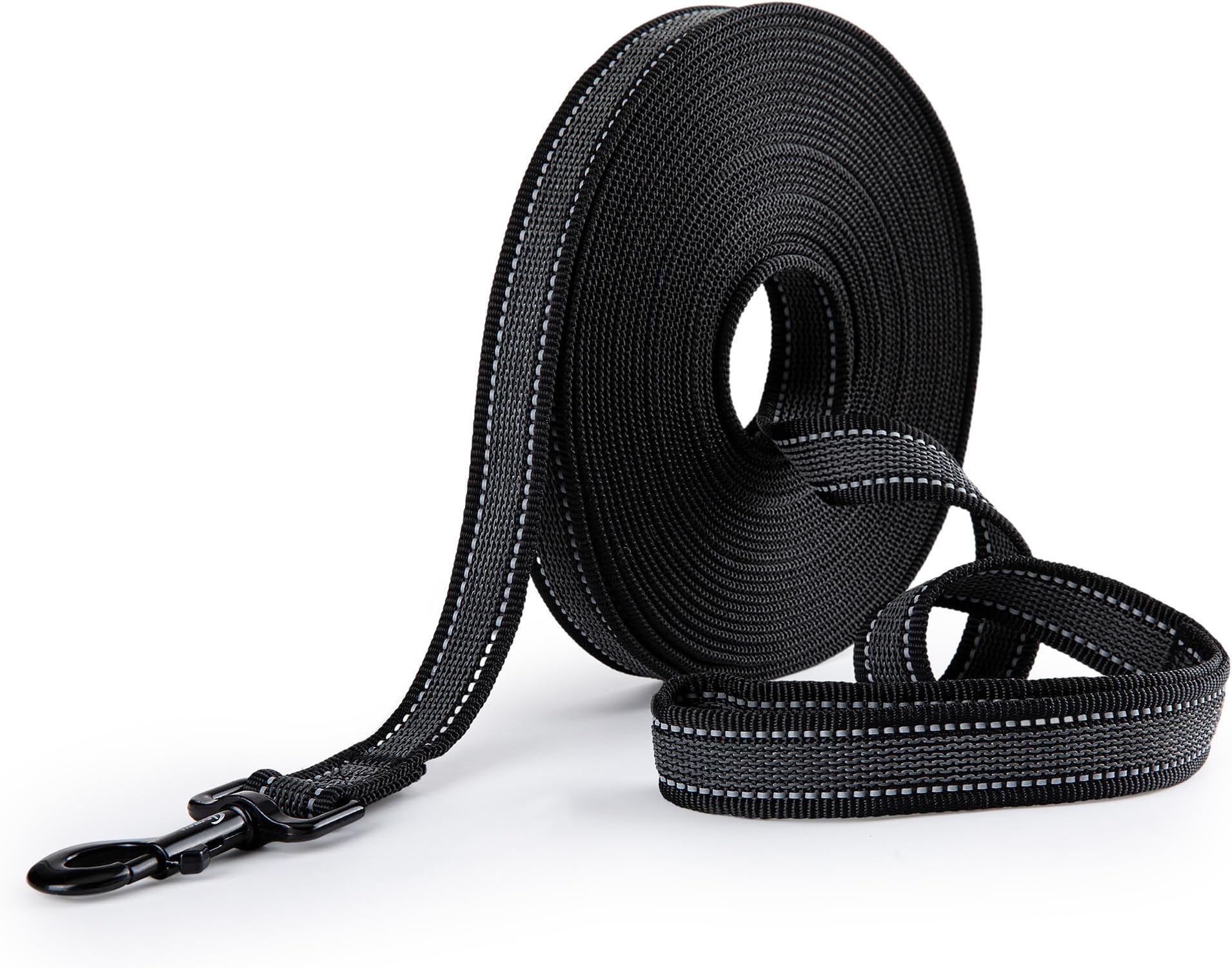 Toozey Dog Training Leads with Anti-Slip Rubbers and Reflective Stips, 5m 10m 15m 20m Soft and Strong Nylon Long Line Dog Lead for Small Medium Large Dogs, 10m x 2.5cm