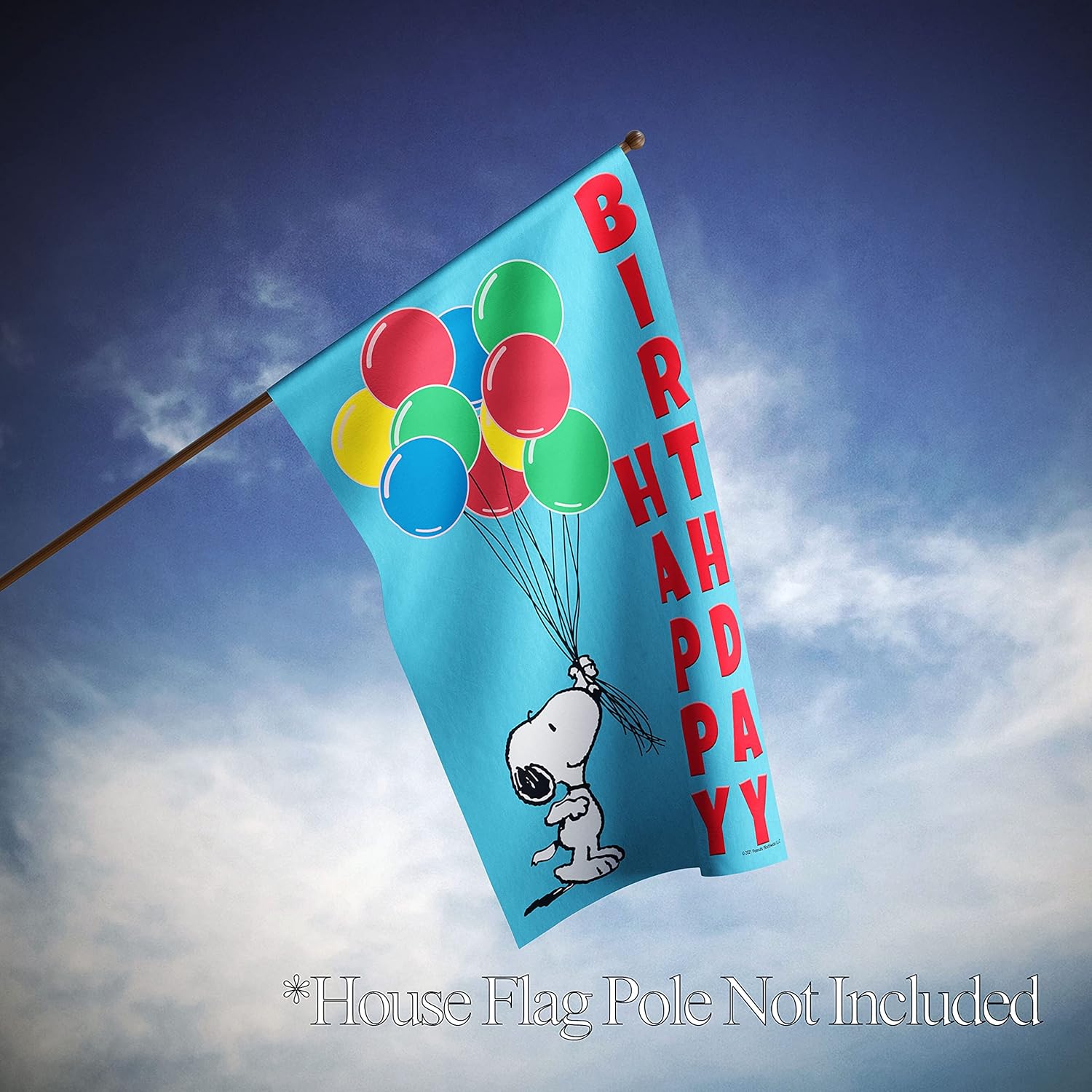 Flagology.com, PEANUTS®, PEANUTS® Peanuts Snoopy Birthday Balloons – House Flag 28" x 40", Officially Licensed PEANUTS®, Birthday