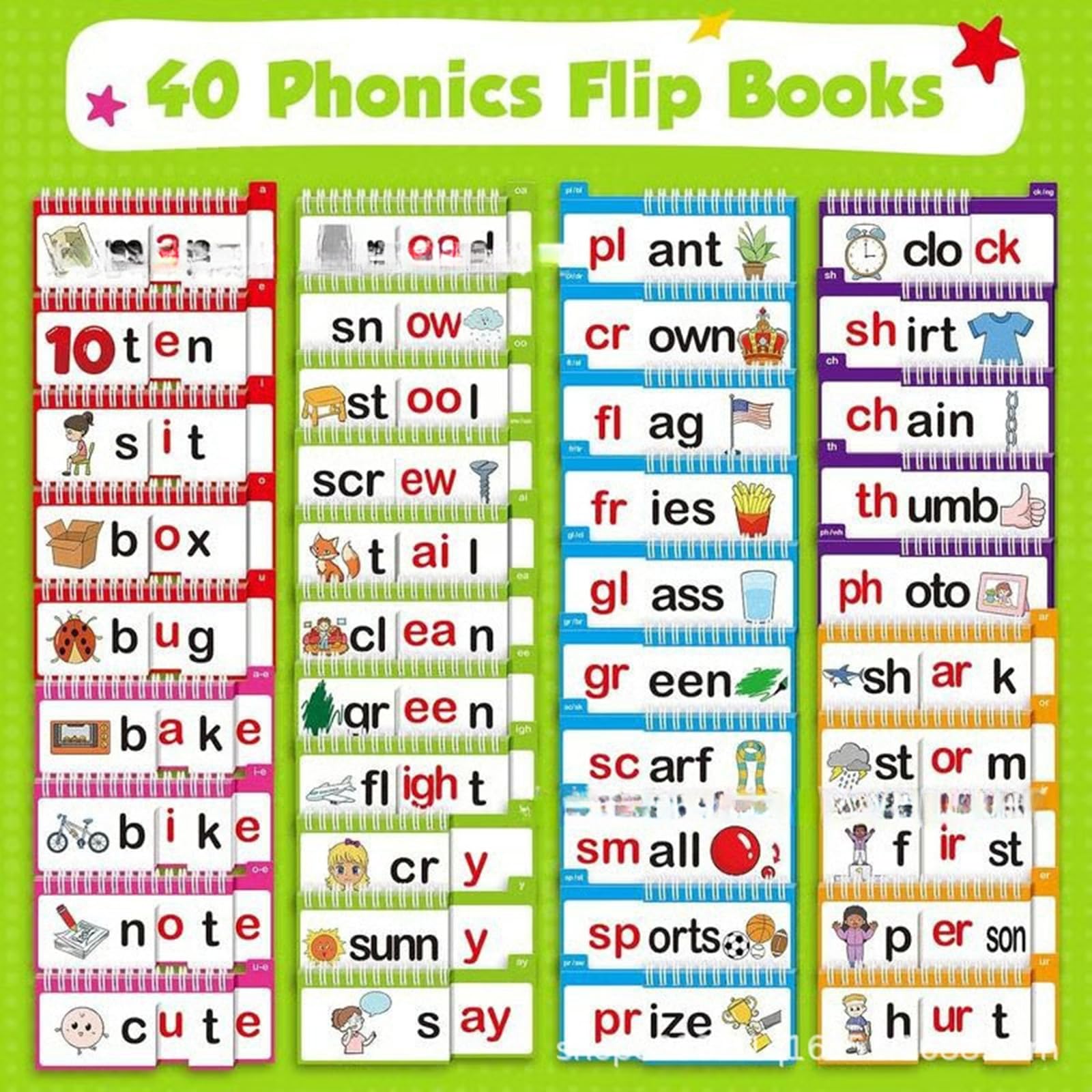 Creazione del vocabolario fonetico parole per bambini Pacchetto libri capovolti Strumento educativo Design cartaceo per l ' apprendimento interattivo Strumento apprendimento fonetico