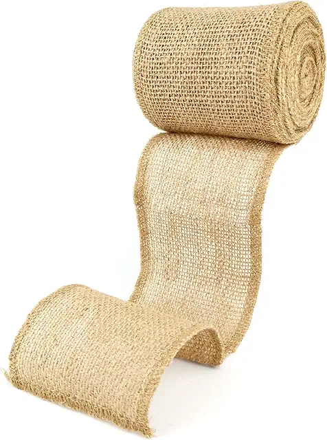 D.RECT Jute Ribbon 10cm x 5m - Nature Brown Deco & Craft Ribbon for Packaging