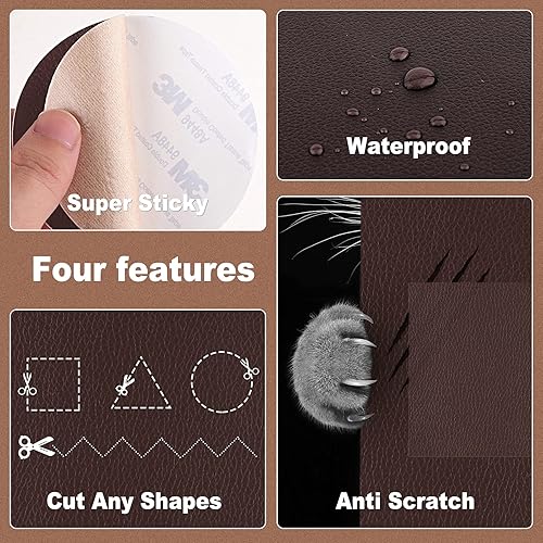 Miniatura 5 de SIBOTER Parche de reparación de piel parches de cuero para sofá parche de cuero autoadhesivo cinta de reparación de cuero para sofás asientos de