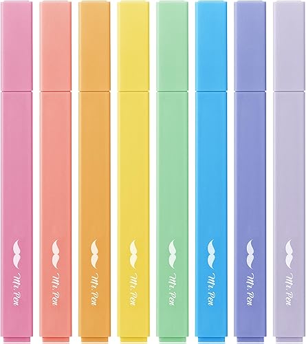 Mr. Pen - Resaltadores estéticos de punta cincel, no traspasan el papel de Biblia, colores surtidos, 8 unidades