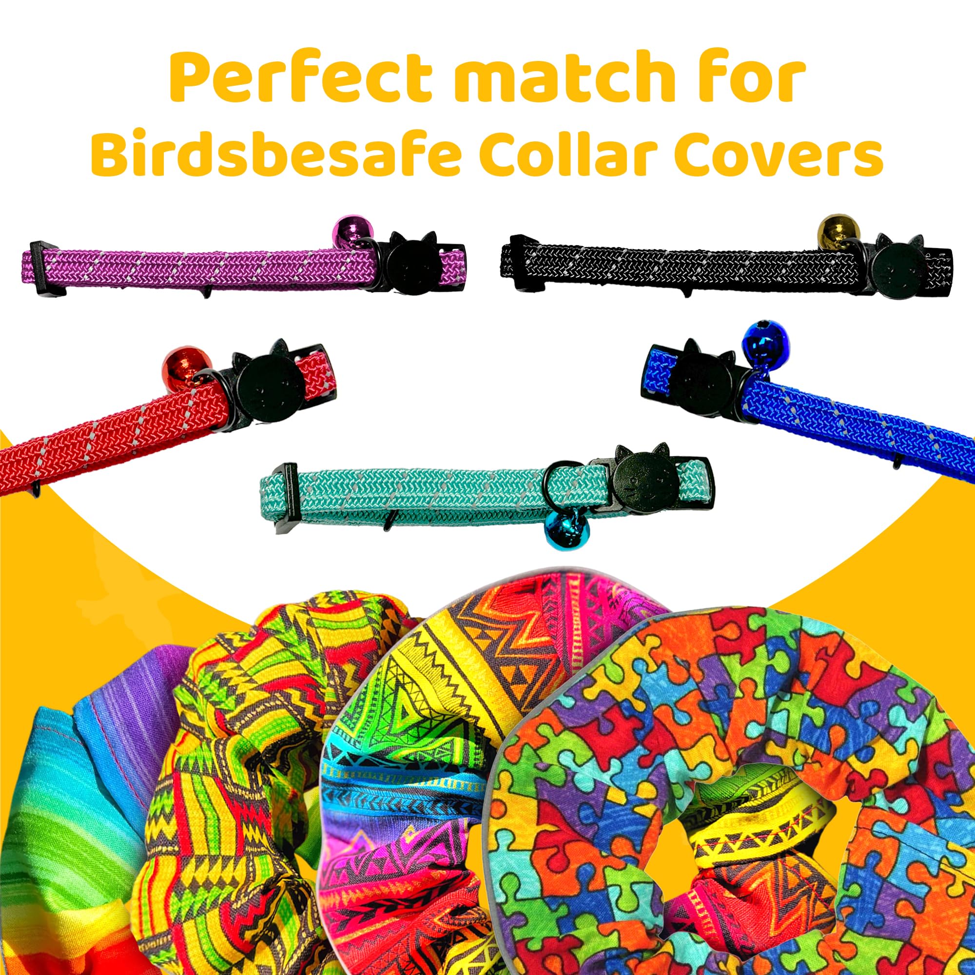 BirdsBeSafe® Collar de gato con campana, hilo reflectante para visibilidad nocturna, cómodo collar elástico para proteger al gato de atascarse en el jardín.