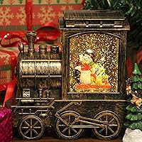 Vista 7 de DRomance Globo de Nieve Musical de Tren Linterna con Música y Temporizador, Funciona con Baterías y Cable USB, Globo de Nieve Iluminado de Muñeco