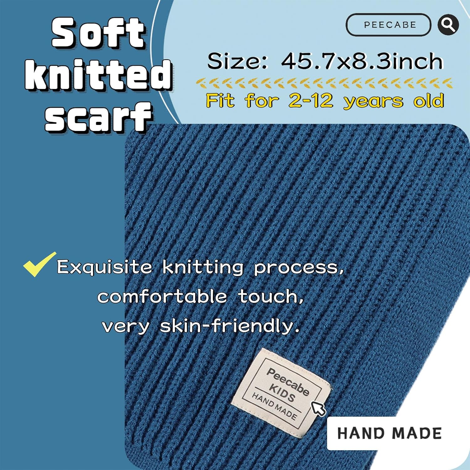 Peecabe Kids Scarf Soft Warm Knit Neck Warmer Winter Classic Scarf for Boys Girls - Image 4