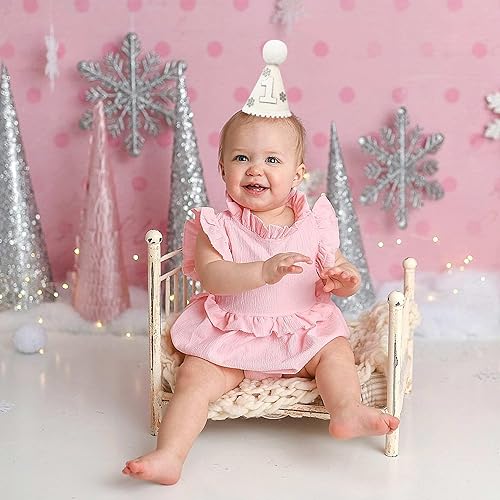 Miniatura 3 de Sombrero de fiesta de 1er cumpleaños con diseño de copo de nieve de un año, decoración de primer cumpleaños de invierno, sombrero de primer