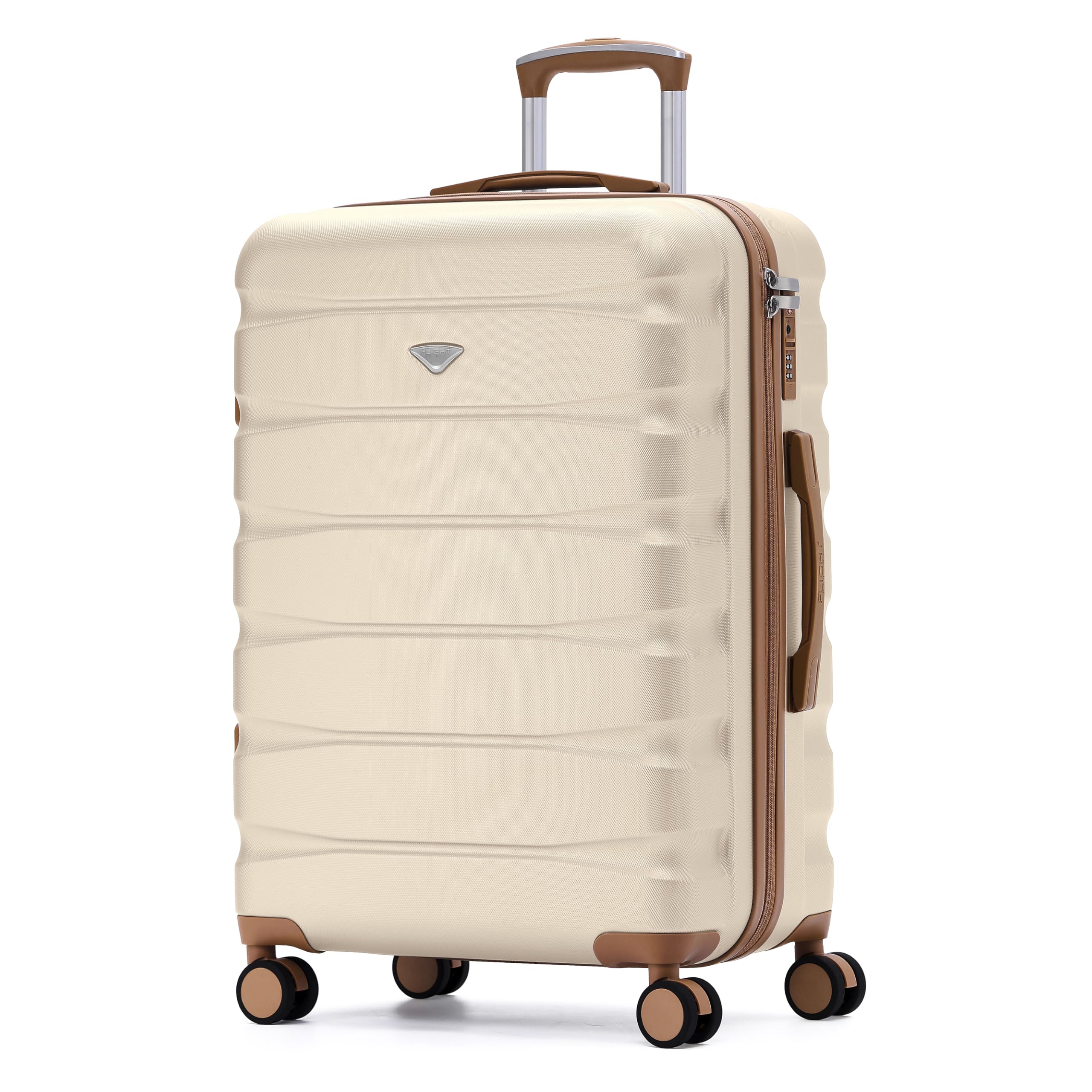 Flight Knight Suitcase Large Checked Luggage TSA Lock Easy Glide Silent Double Spinner Wheels Durable Hardside Lightweight Luggage With All Parts Size Measuring 31x21x12 - Packing Size 28x18x10
