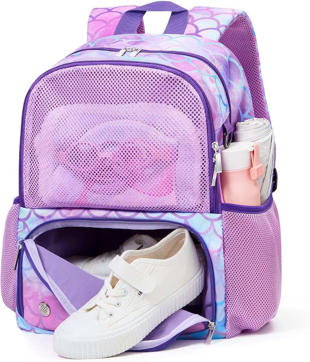 Bolsa de natación para niños para nadadores, bolsa de gimnasio de playa con compartimentos para zapatos secos y húmedos