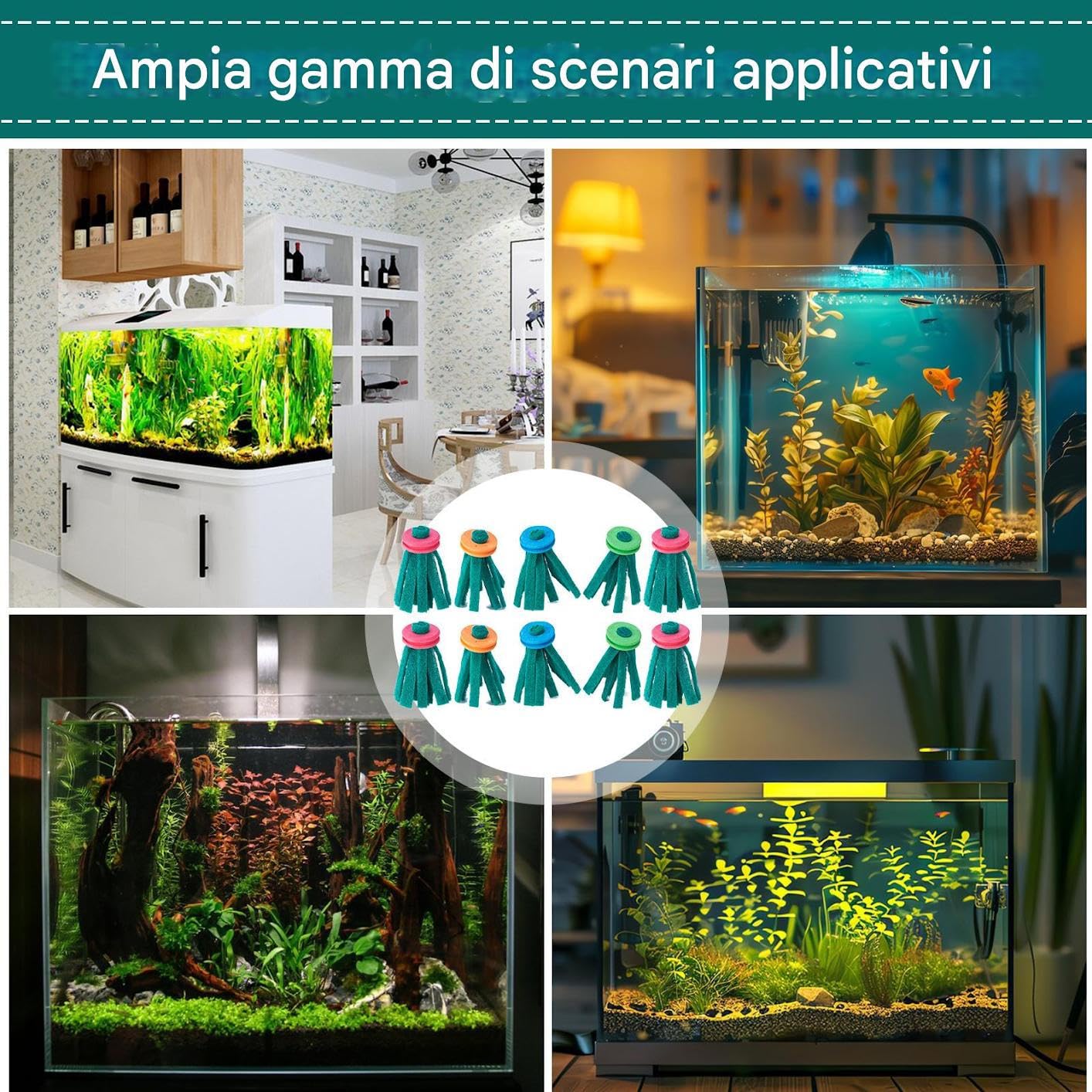 Mop per Deposizione Uova Pesci | Accessorio Sicuro Per La Riproduzione Dei Pesci Con Base In Ardesia | Strumento Galleggiante per Pulizia Riutilizzabile per Allevamento di Gamberetti