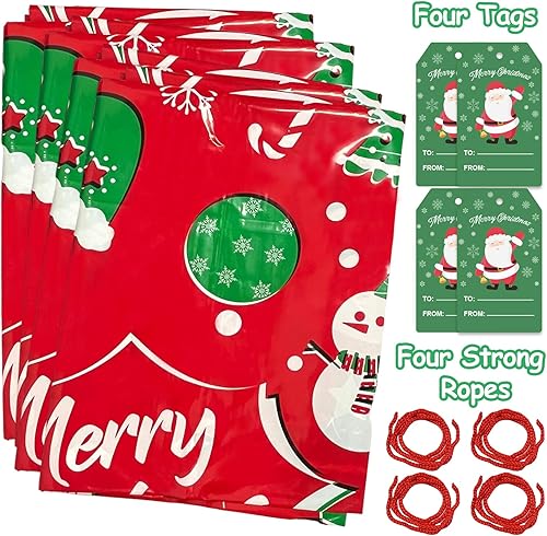Miniatura 4 de HYmoso Bolsas de regalo de Navidad extragrandes, 4 bolsas de regalo de bicicleta jumbo para regalos de Navidad gigantes de gran tamaño, bolsa de