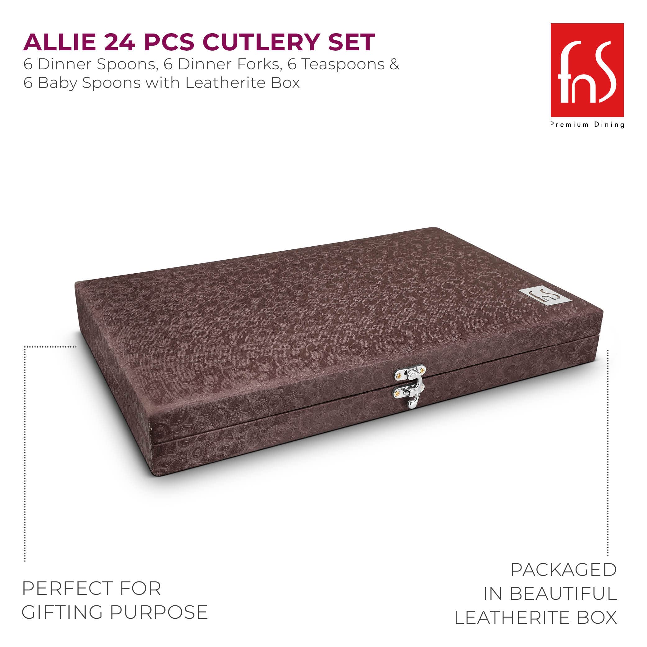 FnS Allie Rose Gold Cutlery Set - 24 Piece Stainless Steel -6