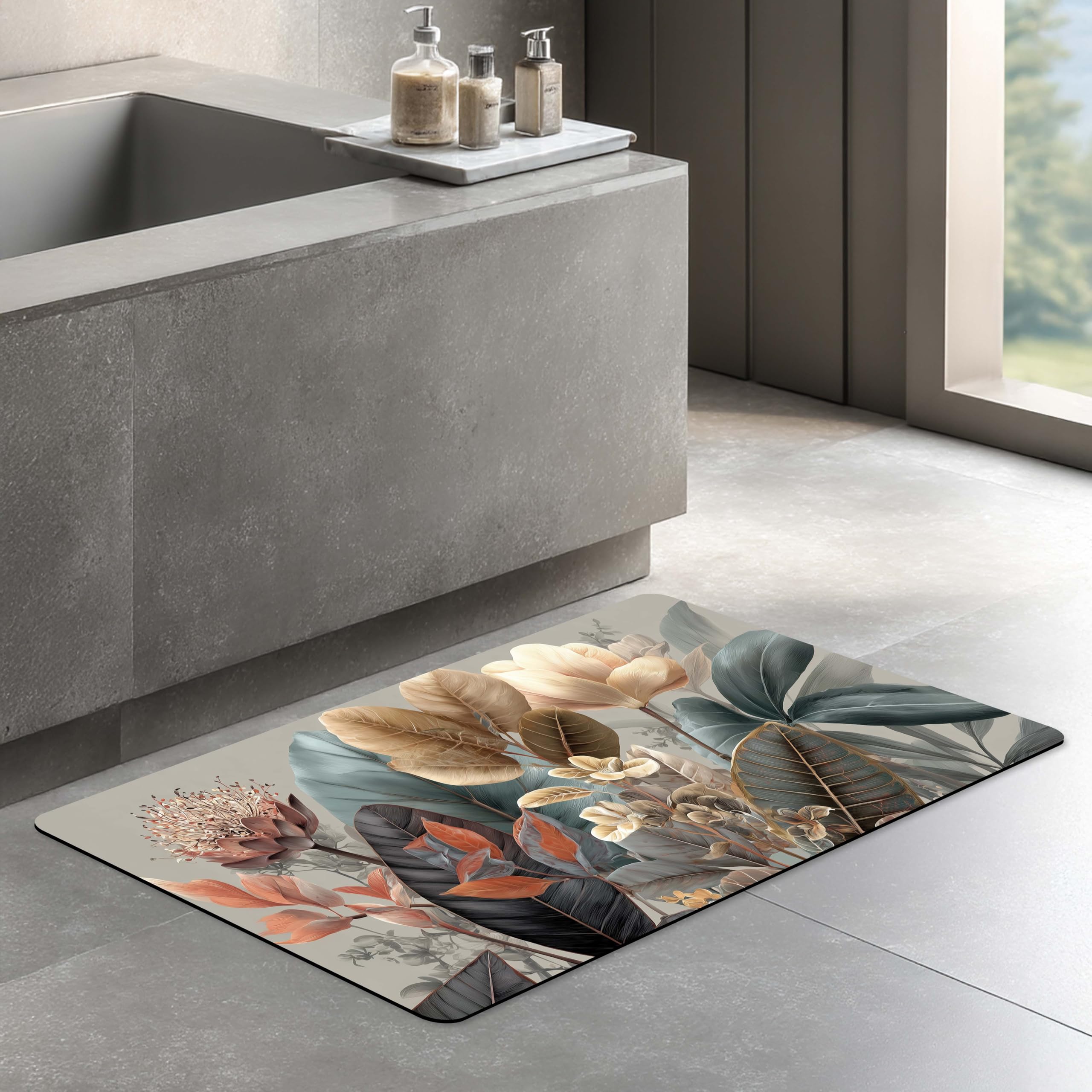 Galicha Bath Mat - Quick Dry Floral Blue -10
