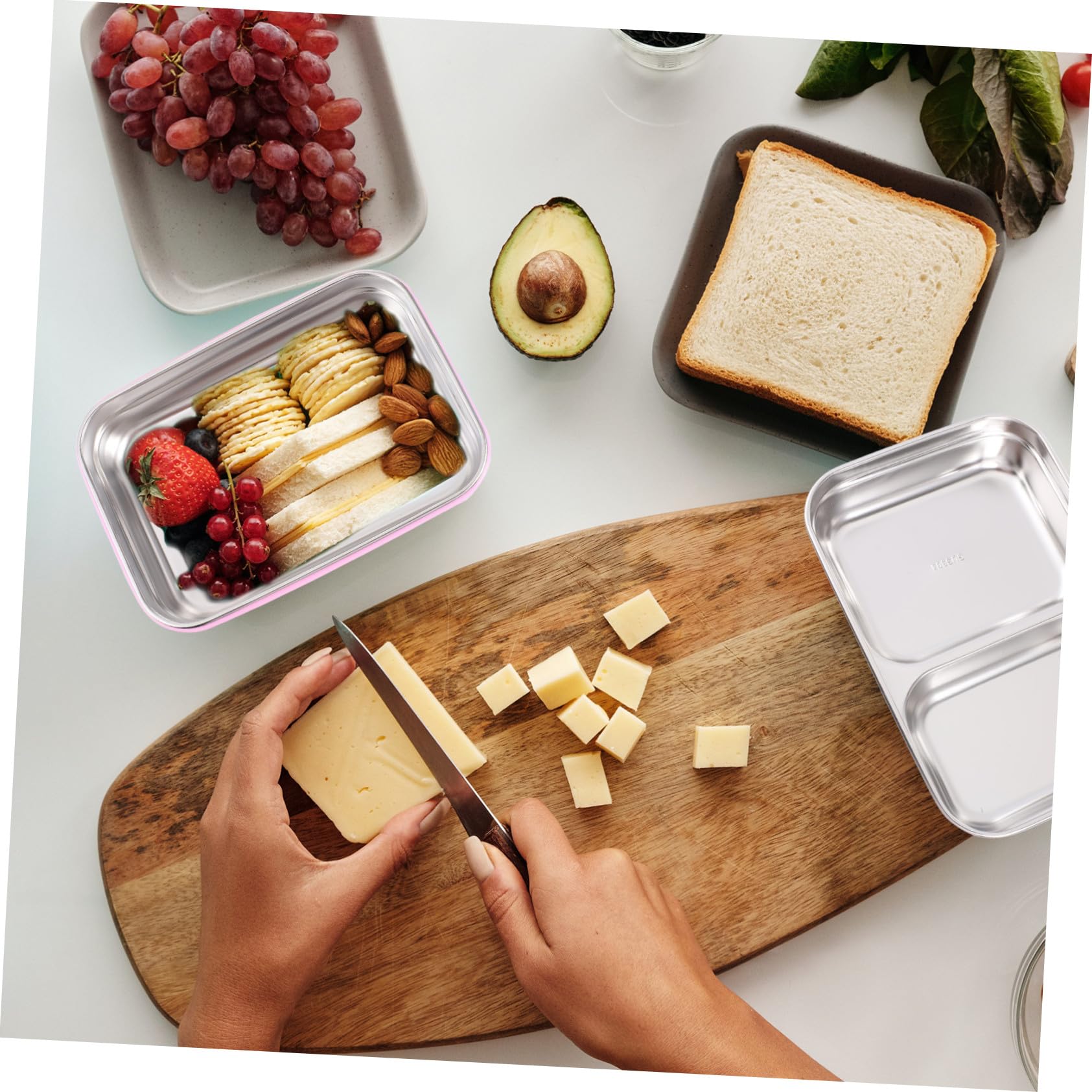 Fiambrera Bento de Acero Inoxidable Doble con Cubiertos y Bolsa Térmica Rosa para Estudiantes y Oficina Resistente al Calor y Portátil para Almuerzos Diarias