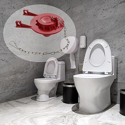 Miniatura 7 de Kit de repuesto de aleta de inodoro universal de alto rendimiento con cadena y gancho de acero inoxidable, goma de larga duración, fácil de