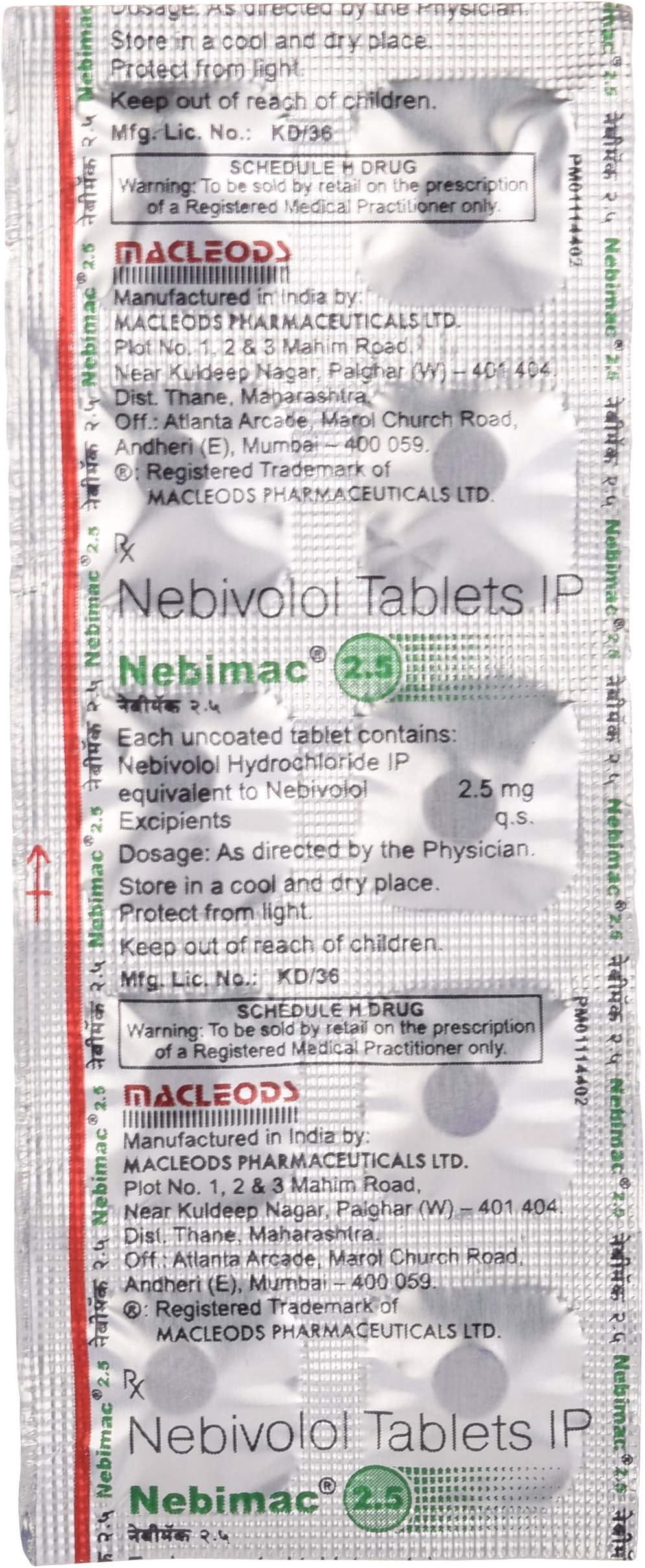Nebimac 2.5 - Strip of 10 Tablets