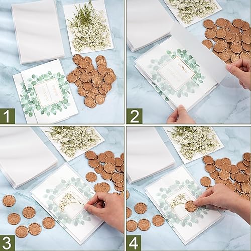 Miniatura 5 de Yeaqee Juego de 50 envolturas de invitaciones de boda, chaquetas de vellum preplegadas para invitaciones de 5 x 7 pulgadas, calcomanías