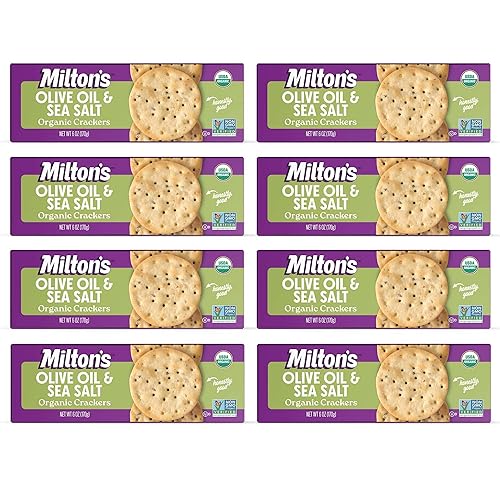 Milton's Craft Bakers Galletas de aceite de oliva orgánico y sal marina, galletas saludables, certificadas orgánicas, proyecto verificado sin OMG,