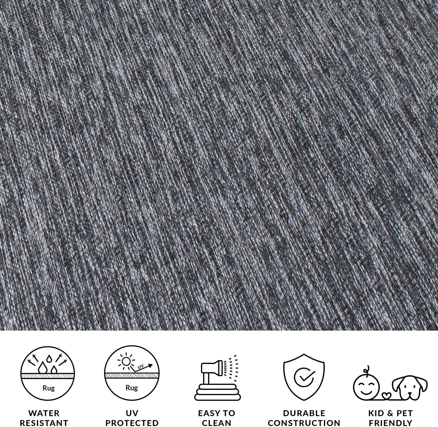 SAFAVIEH Washable Rug Outdoor Courtyard Collection - 6'7" Square, Black & Grey, Non-Shedding & Easy Cleaning, Ideal for Patio, Backyard, Mudroom (CY8520-53722)