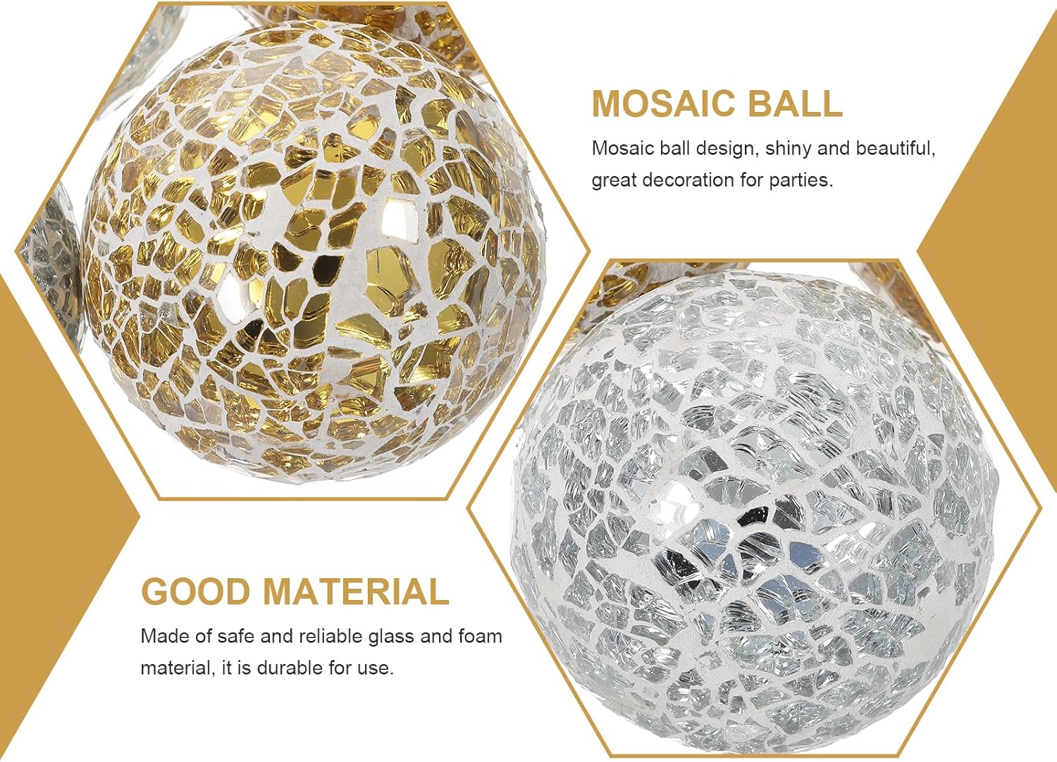 SEWACC 4pcs Mosaic Sphere Balls Round Mosaic Glass Balls Decorative Orbs Mirror Glass Solid for Bowls Vases Dining Table Centerpiece Diameter 6cm