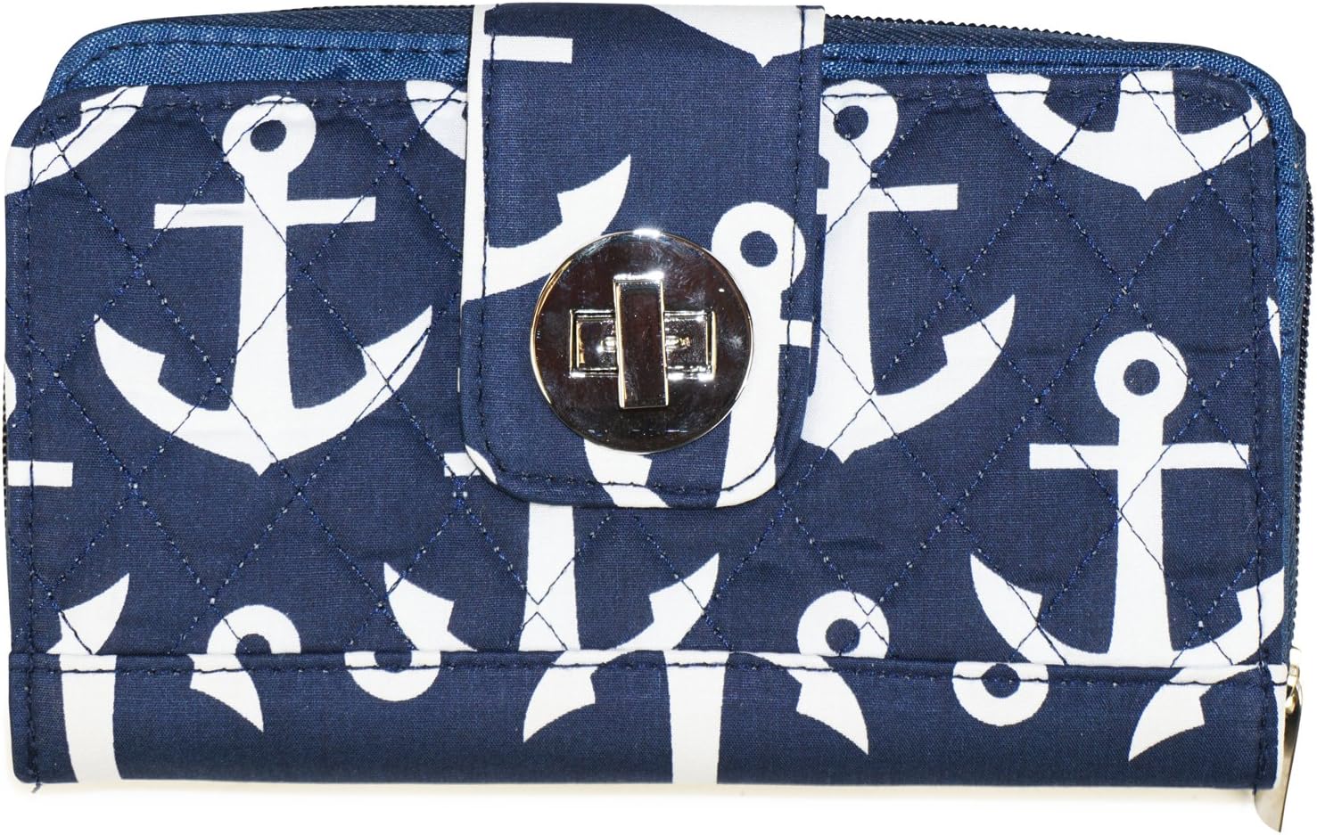 Turn Lock Trifold Womens Wallet Collections (Anchor - Navy)