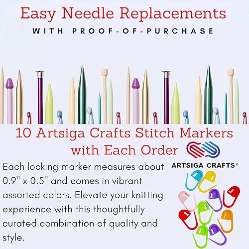 Miniatura 6 de Clover PRO Takumi - Aguja circular de bambú de 16 pulgadas, tamaño 4 de EE. UU. (0.138 in) con 10 marcadores de puntada Artsiga Crafts 3306