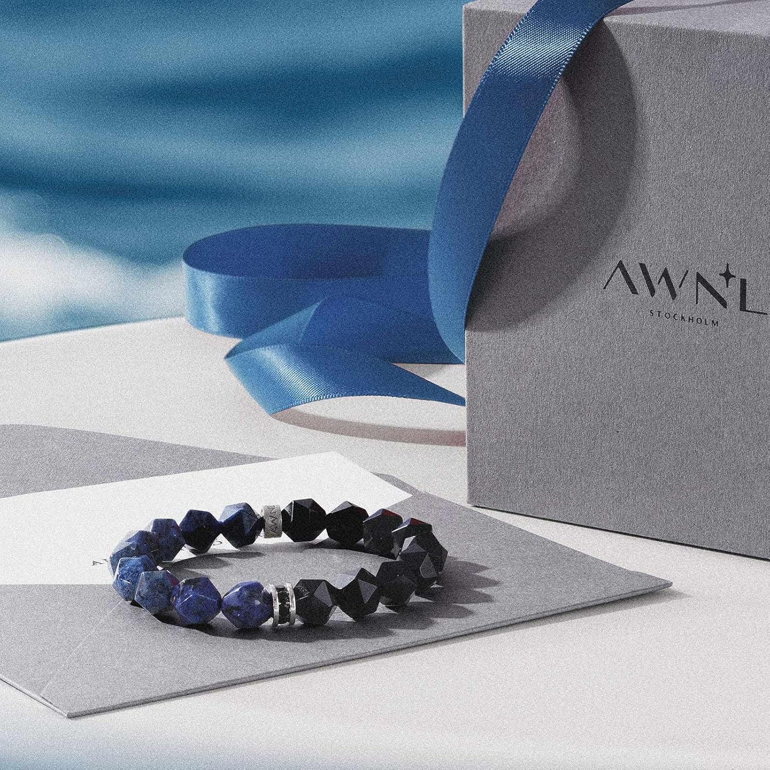 AWNL Beaded Bracelet for Men Tiger Eye Onyx Obsidian Natural Gemstones (10 mm) Premium Sterling Silver Centre Protection Charm Handmade Stretch Bracelet Gift for Men, 5.9''- 8'' - Image 2