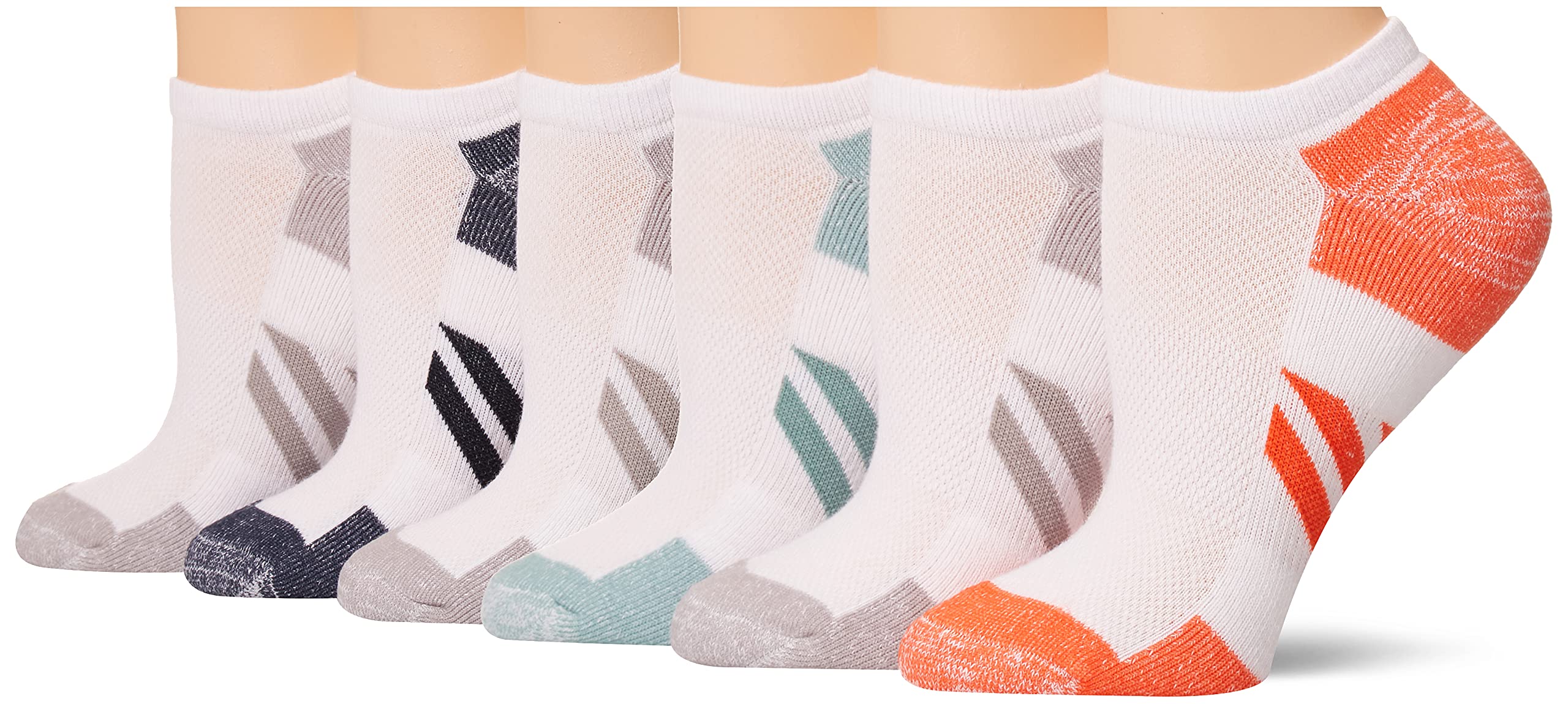 Photo 1 of Amazon Essentials Women's Performance Cotton Cushioned Athletic No-Show Socks, 6 Pairs 6-9 Red/Blue