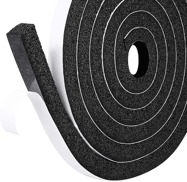 fowong Draught Excluder Tape, 12mm Width X 12mm Thick Low-Density Door Weather Strip Air Conditioner Seal Strip (2 Rolls,Each 2m Long)