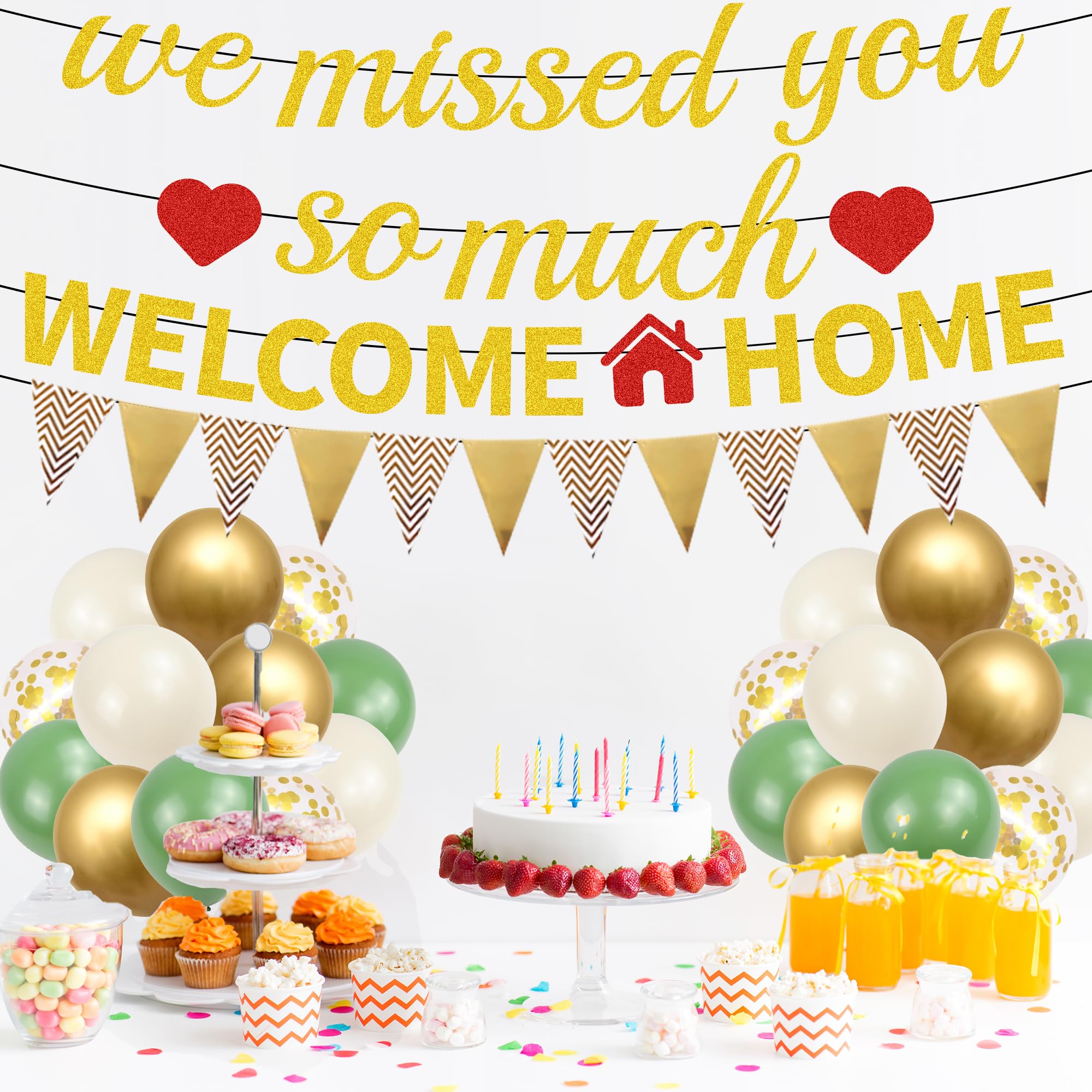Welcome Home Decorations Balloons Banner, 28 Pcs Gold Welcome Home Banner - Image 3