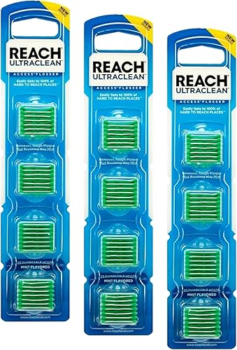 Listerine Ultraclean Access Flossers - Cabezales desechables con cristales de menta fresca, 28 unidades cada uno (paquete de 3)