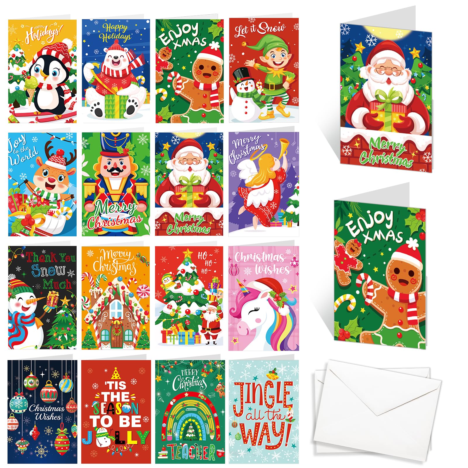 Portefeuilles De Noël Avec Enveloppe – Lot De 8 Motifs – Pour Argent, Cartes Cadeaux, Déco
