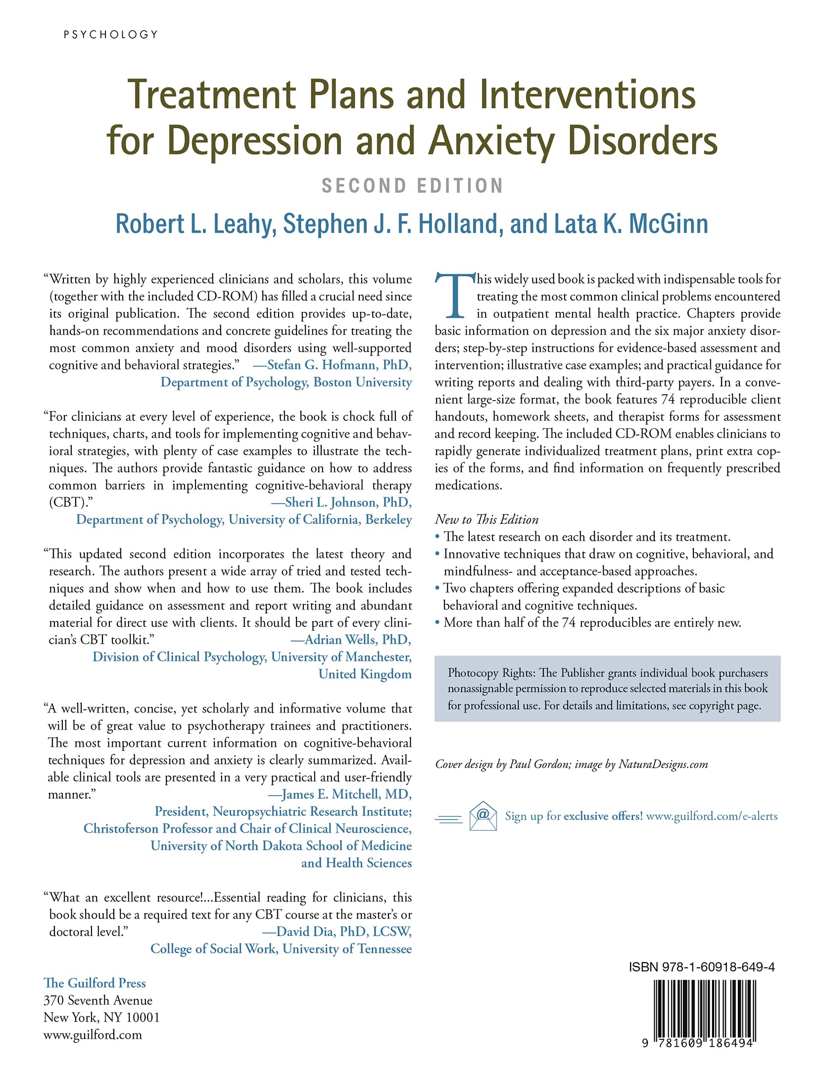 Treatment Plans and Interventions for Depression and Anxiety Disorders, Second Edition, Paperback + CD-ROM